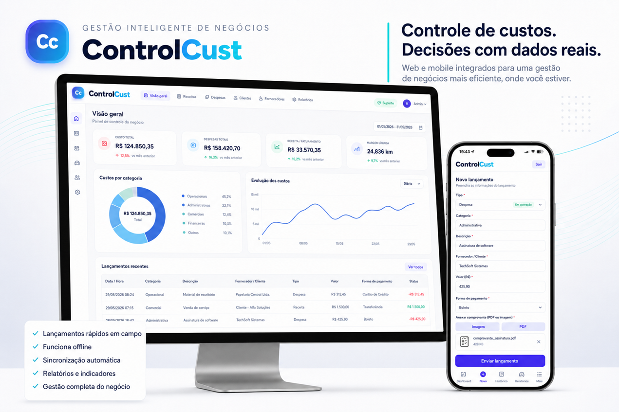 Ilustração do projeto ControlCust com foco em automação e gestão de custos